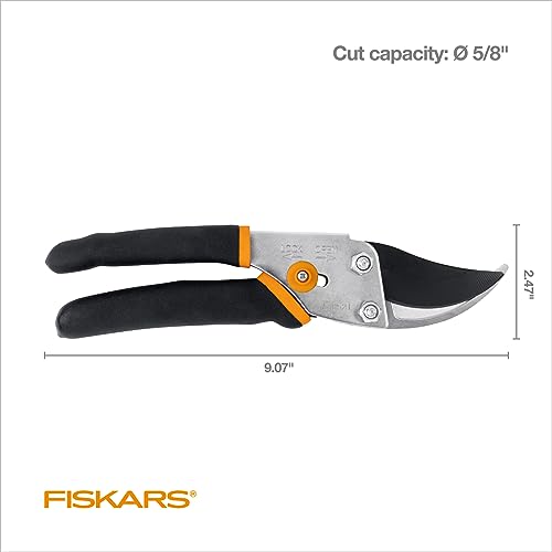 Fiskars Bypass Pruning Shears - 5/8-Inch Chopping Capability Backyard Clippers with Sharp, Rust-Resistant Metal Blade