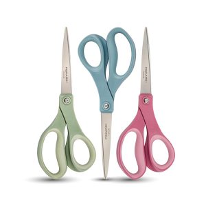 Fiskars SoftGrip Titanium Scissors – 8-Inch Contoured All-Goal Straight Scissors for Workplace and Arts & Crafts – Set of three