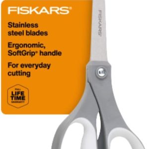 Fiskars Versatile Scissors with Excessive-Efficiency Stainless Metal Blades, Ergonomic Consolation Handles – Superb for Arts, Crafts, and Workplace Use