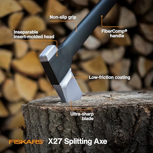 Fiskars X27 Tremendous Splitting Axe - 36-Inch Axe for Splitting Medium to Massive Logs with Shock-Absorbing Deal with - Preferrred for Firewood Splitting - Solid Metal Blade - Bushcraft...